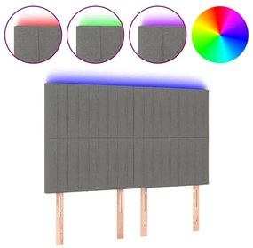 Testiera a led grigioscuro 144x5x118/128cm intessuto