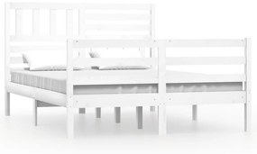 Giroletto bianco in legno massello 135x190 cm 4ft6 doppio