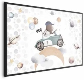 Poster - Bear in a Race Car Cornice nera 42x29.7