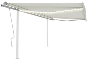 Tenda Da Sole Retrattile Manuale Con Led 4x3 M Crema /