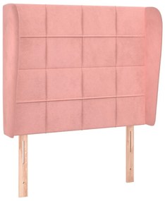 Testiera ad orecchio rosa 103x23x118/128 cm in velluto