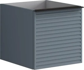 Cassettiera Pixel con 2 cassetti (1 interno) frontale Stripes laccato opaco indaco e maniglia alluminio nero opaco L.40 H.40 P.45,5 cm.