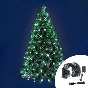 Mantello a rete di luci per Albero di Natale da 180cm a 210cm 198 Led Bianco Freddo Wisdom