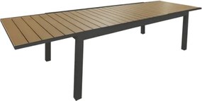 Tavolo In Alluminio Allungabile Effetto Legno 100x200-300 Cm Antracite