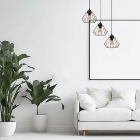 Lampadario a sospensione con filo CEED GOLD 3xE27/60W/230V diametro 45 cm nero/oro