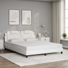 Giroletto Con Testiera Bianco 160x200 Cm İn Similpelle /
