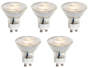 Set di 5 lampadine LED GU10 50mm trasparenti, 4.5W 380 lm, temperatura colore dimmerabile a 3 fasi (2000-2700K)