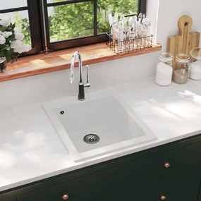 Lavandino Cucina Granito 1 Lavello Ad Incasso Bianco Crema /