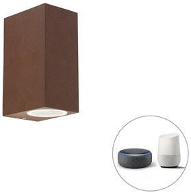 Lampada da parete intelligente ruggine IP44 incl. 2 GU10 Wifi - Baleno