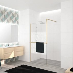 Box doccia walk-in Elidesign, vetro serigrafato 8 mm, L max 160 cm x H 200 cm, profilo dorato