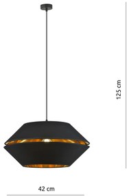Sospensione Contemporanea 1 Luce Bellerofonte In Metallo Nero E Oro