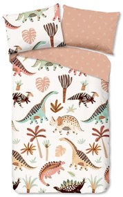 Set copripiumino e federa da bambini marrone/beige in cotone per letto singolo 140x200 cm Dino – Good Morning