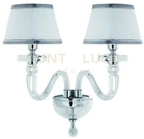Applique bach 2 luci cristallo e cromo attacco e14 con paralumi