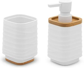 Set accessori bagno dispenser e portaspazzolini d'appoggio in abs bianco Wave