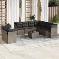 Set Divano da Giardino 10 pz con Cuscini Grigio in Polyrattan 3249689