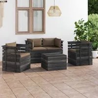 Set Divani da Giardino su Pallet 5 pz con Cuscini Massello Pino cod mxl 39208