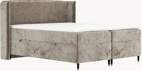 Letto boxspring in ciniglia fatto a mano con contenitore Segni, H4