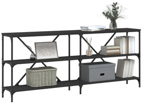 Tavolino consolle nero 180x30x75 cm legno multistrato e ferro