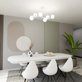 Plafoniera Contemporaneo Shiva Acciaio Bianco 6 Luci E14 Ip20