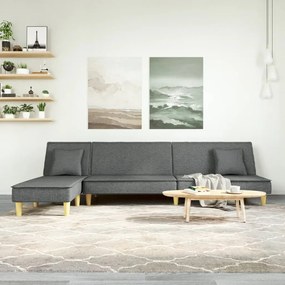 Divano Letto A L Grigio Scuro 255x140x70 Cm İn Tessuto /