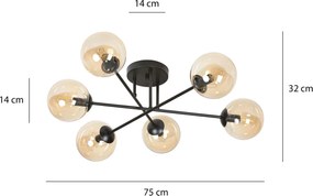 Lampadario da soffitto BRENDI 6B con sfere Miele - E14