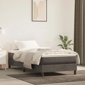 Materasso A Molle Grigio Scuro 100x210x20 Cm İn Velluto /