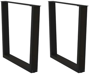 Gambe Per Tavolo Da Pranzo A V 2 Pz Nero 80x(72-73,3)cm Acciaio /