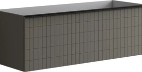 Mobile da bagno sospeso sotto lavabo Pixel grid 1 cassetto L 120 x H 40 x P 45.5 cm grigio laccato carbone opaco, maniglia alluminio nero opaco