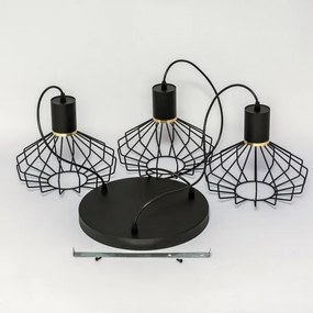 Lampadario a sospensione con cavo SOLANO 3xE27/15W/230V nero/oro