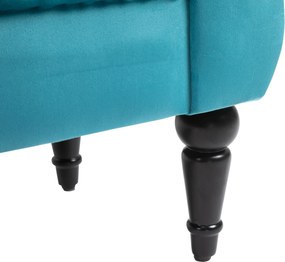 Panca con Braccioli in Tessuto Velluto Capitonné 117x40x58 cm  Blu...