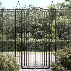 Cancello Da Giardino Nero 121x8x200 Cm İn Ferro Battuto /