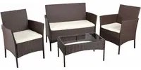 Set Salotto Completo Divano Poltrone Tavolino in Rattan Arredo Giardino Marrone