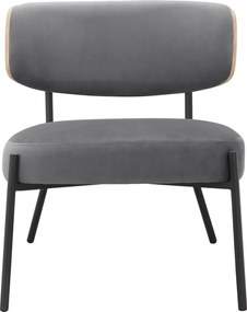 Poltrona in velluto grigio con poggiapiedi Jerry - Støraa