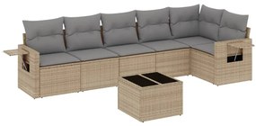 Set divani da giardino 7 pz con cuscini beige in polyrattan