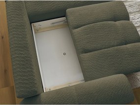 Divano angolare color kaki allungabile/con contenitore (con penisola a destra/con chaise lounge) con rivestimento in bouclé Roxelane – Bobochic Paris