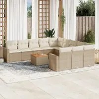 Set Divani da Giardino 12 pz con Cuscini Beige in Polyrattan 3224350