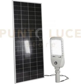 Faro solare stradale led iperion silver 50w 13500lm 4000k pannello ...