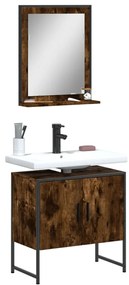 Set Mobili Da Bagno 2 Pz Rovere Fumo İn Legno Multistrato /