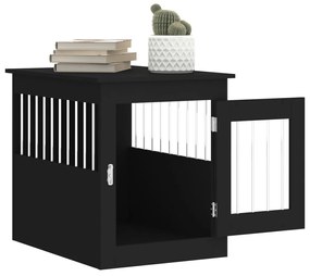 Gabbia cani da arredamento nera 55x75x65cm legno multistrato