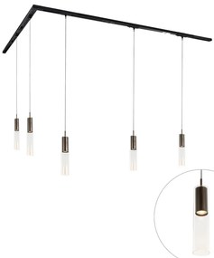 Sistema di illuminazione su binario moderno con 5 luci a sospensione bronzo scuro monofase - Iconic Lloyd