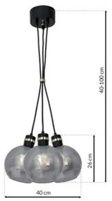 Lampadario su fune OMEGA 3xE27/60W/230V