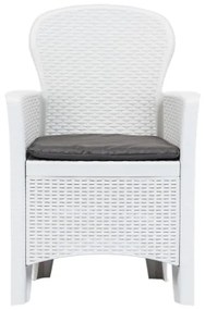 Set Pranzo da Giardino 5 pz in Plastica Stile Rattan Bianco