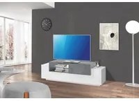 Mobile da soggiorno Porta TV, Made in Italy, Credenza per TV da salotto a 3 ante, cm 160x45h51, Bianco lucido e Grigio Cemento