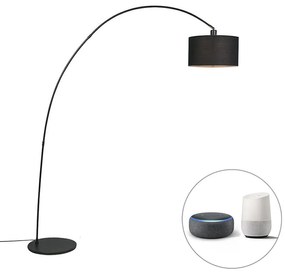 Lampada da terra ad arco moderna intelligente nera incl. A60 Wifi - Vinossa