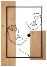 Pannello decorativo Faces in ferro e legno 3D cm 63x2x90