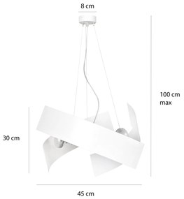 Sospensione Moderna 1 Luce Modo In Fasce Di Acciaio Bianco