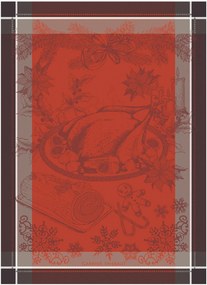 Set di 4 strofinacci jacquard Dinde De Noel Vermillon