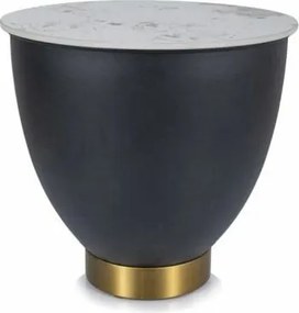 Tavolino da caffè Cyprus B effetto marmo bianco/nero - ø48/h45