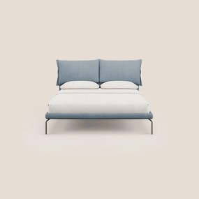 Bice letto imbottito con cuscini e piedi alti in metallo in tessuto impermeabile T02