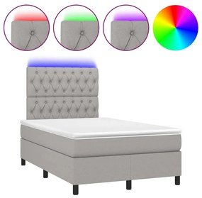 Letto a Molle Materasso e LED Grigio Chiaro 120x200 cm Tessuto